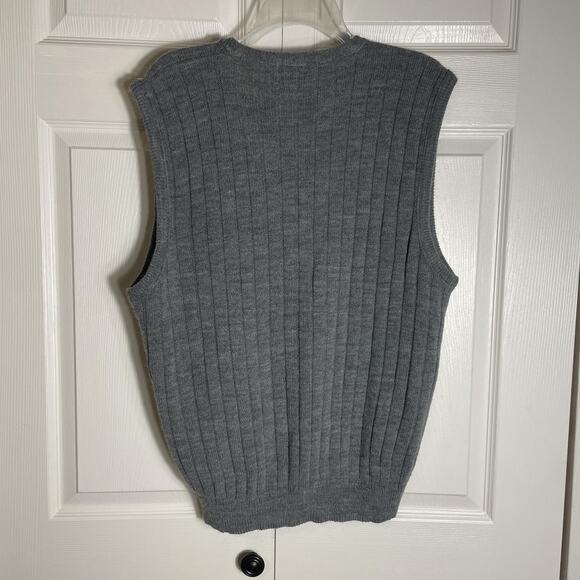 Vintage Comfort Knits Sweater Vest Men Large Gray Ribbed Knit V Neck USA Made - Picture 2 of 8
